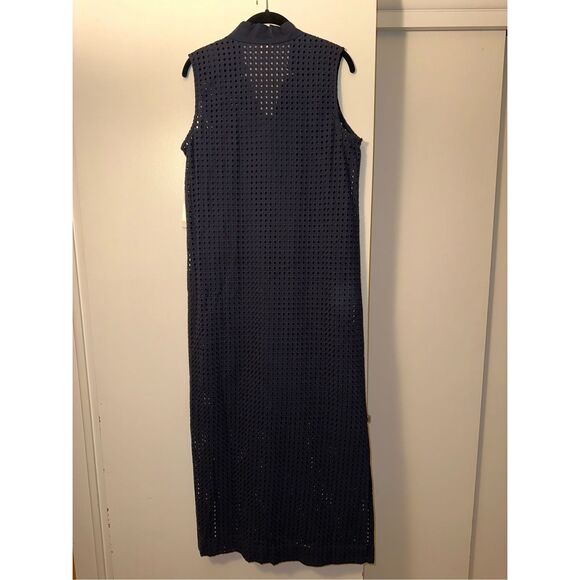 Chicos Navy Blue Eyelet Lace Notch Collar Maxi Dress Size 0.5 (Womens 6) NWT - Picture 5 of 15